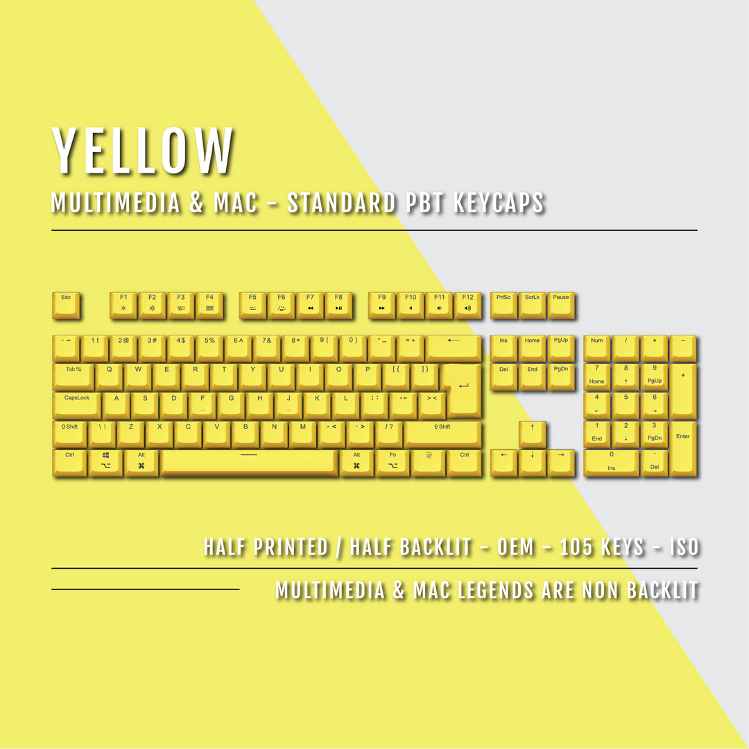Yellow Mac & Multimedia Dual Language PBT Keycaps Krome Keycaps LTD mac & multimedia