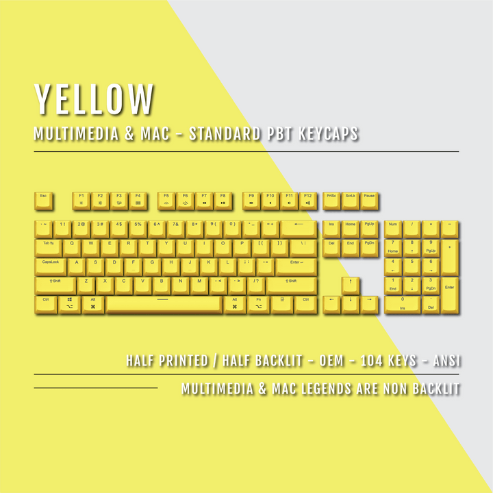 Yellow Mac & Multimedia Dual Language PBT Keycaps Krome Keycaps LTD mac & multimedia