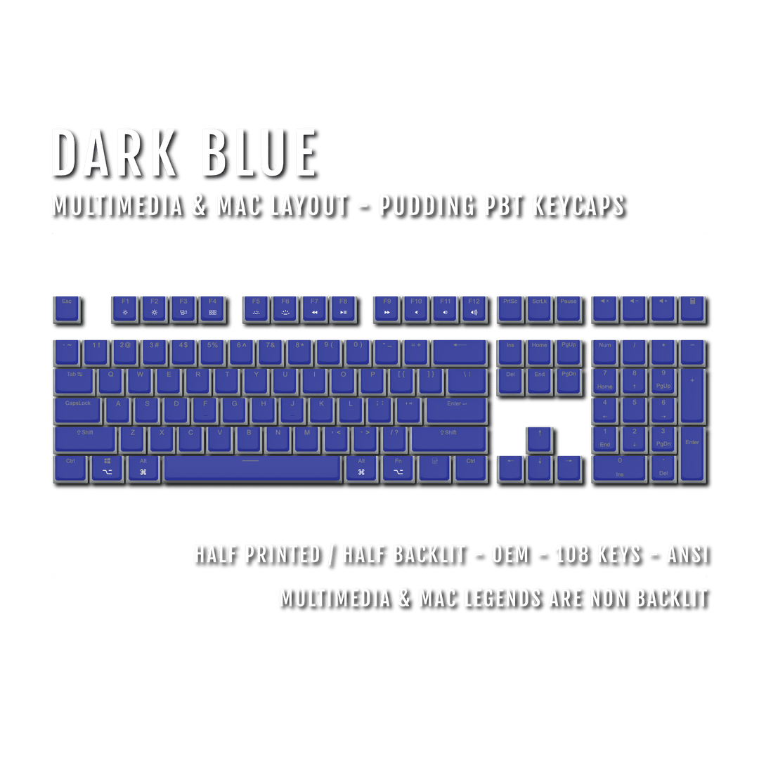 Dark Blue Mac/Multimedia Dual Language PBT Pudding Keycaps Krome Keycaps LTD Mac & Multimedia Pudding