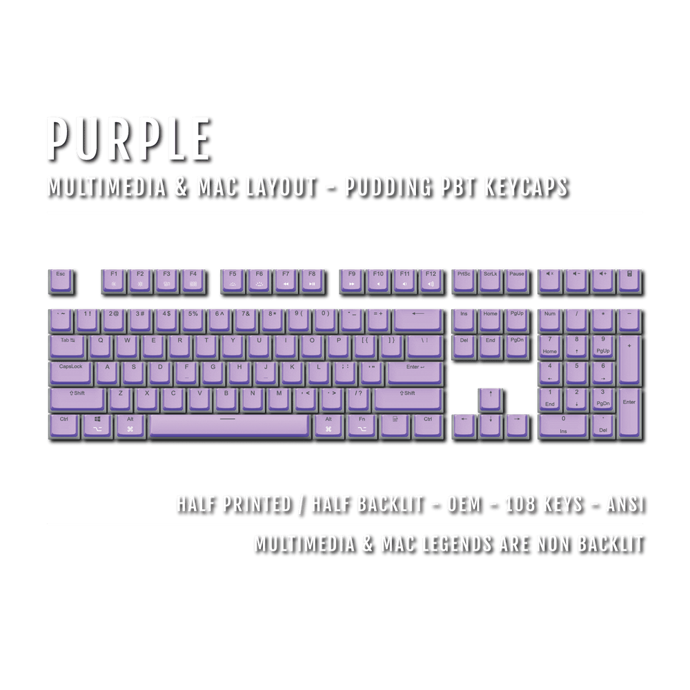Purple Mac/Multimedia Dual Language PBT Pudding Keycaps Krome Keycaps LTD Mac & Multimedia Pudding