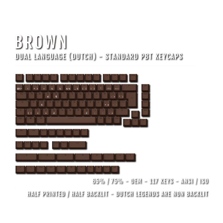 Brown Dutch (ISO-NL) Dual Language PBT Keycaps - 65/75% Krome Keycaps LTD dutch