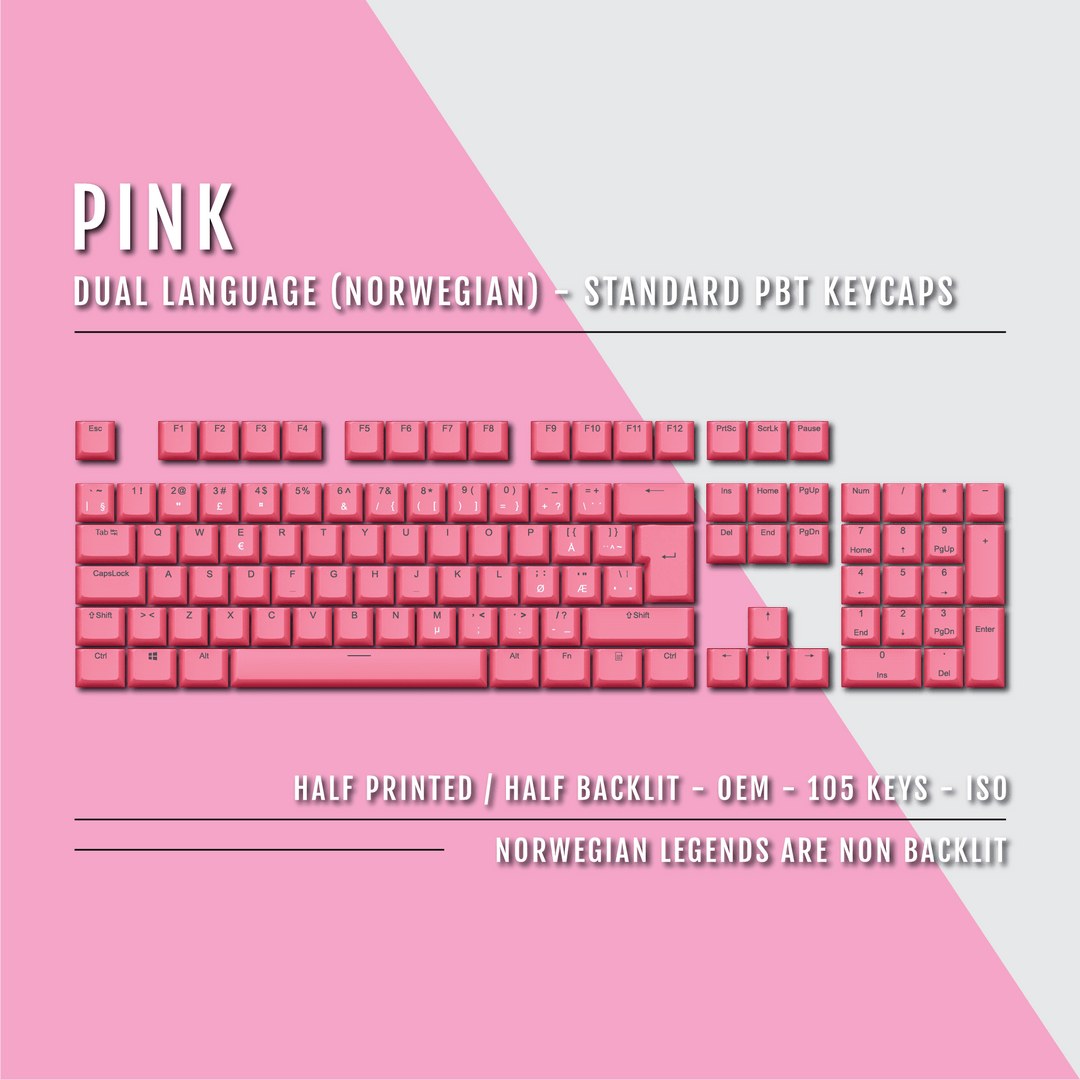Pink Norwegian (ISO-NO) Dual Language PBT Keycaps Krome Keycaps LTD norwegian