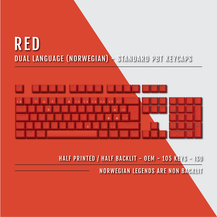 Red Norwegian (ISO-NO) Dual Language PBT Keycaps Krome Keycaps LTD norwegian