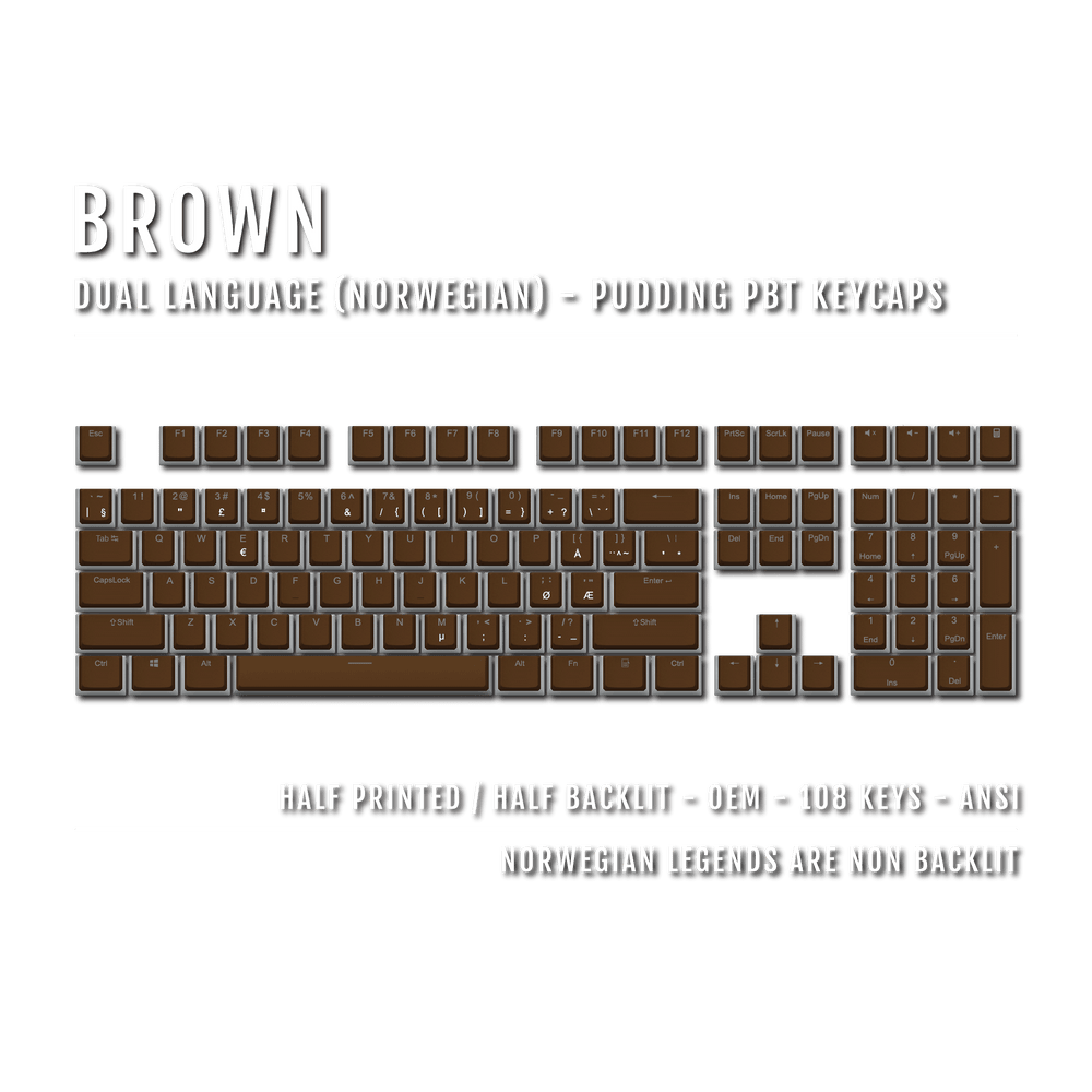 Brown Norwegian Dual Language PBT Pudding Keycaps Krome Keycaps LTD norwegian