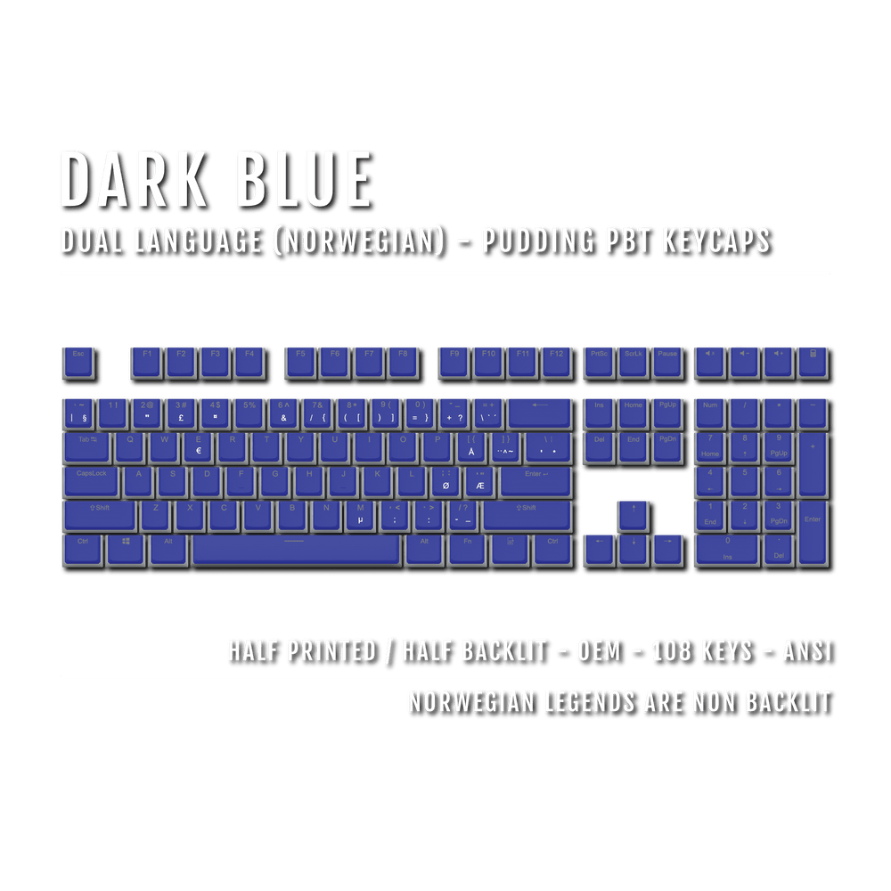 Dark Blue Norwegian Dual Language PBT Pudding Keycaps Krome Keycaps LTD norwegian