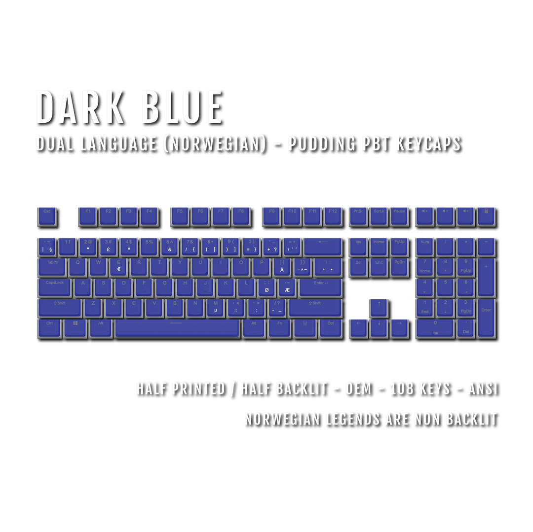 Dark Blue Norwegian Dual Language PBT Pudding Keycaps Krome Keycaps LTD norwegian