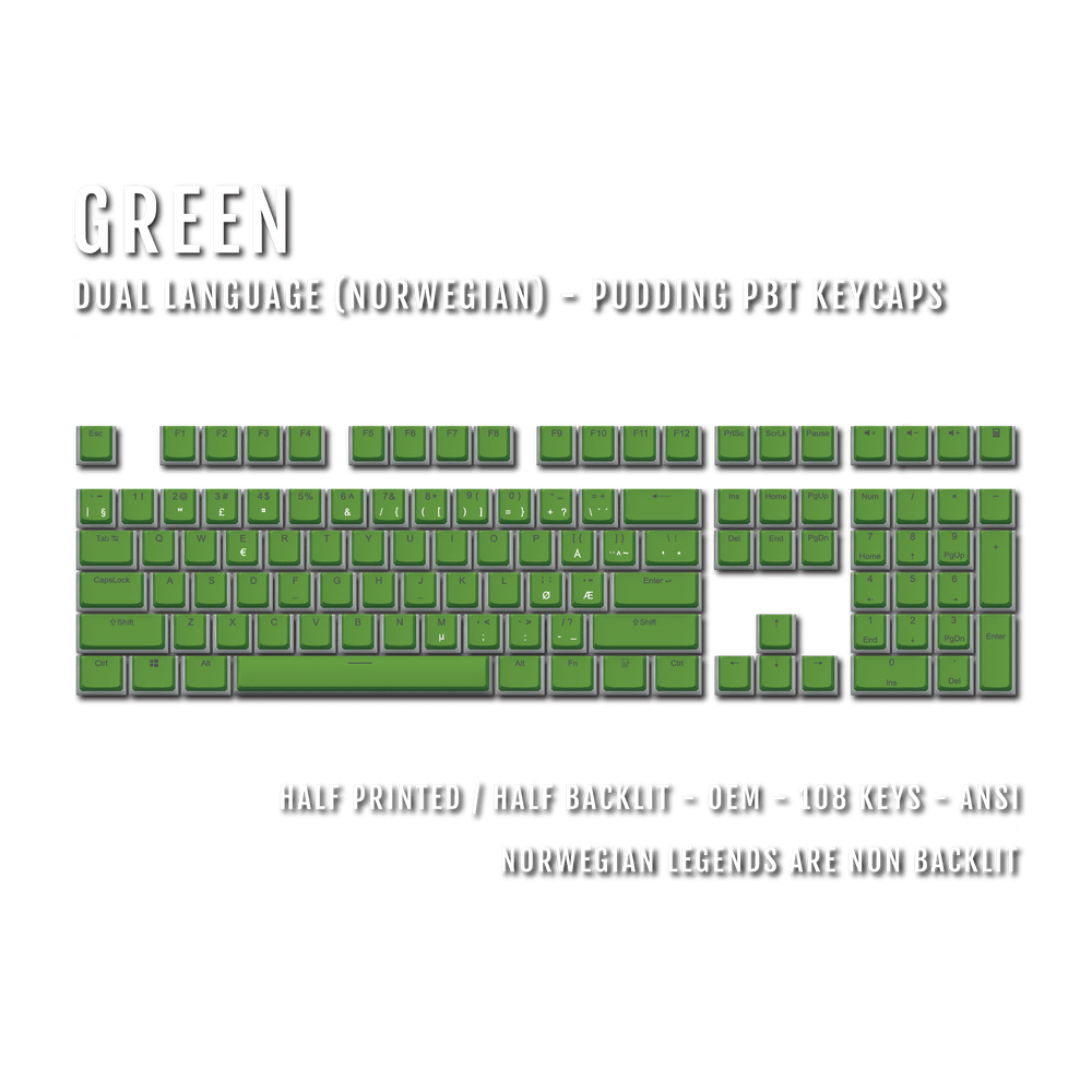 Green Norwegian Dual Language PBT Pudding Keycaps Krome Keycaps LTD norwegian
