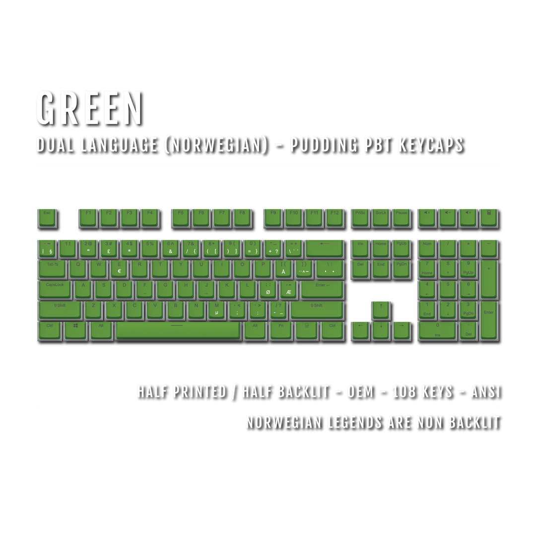 Green Norwegian Dual Language PBT Pudding Keycaps