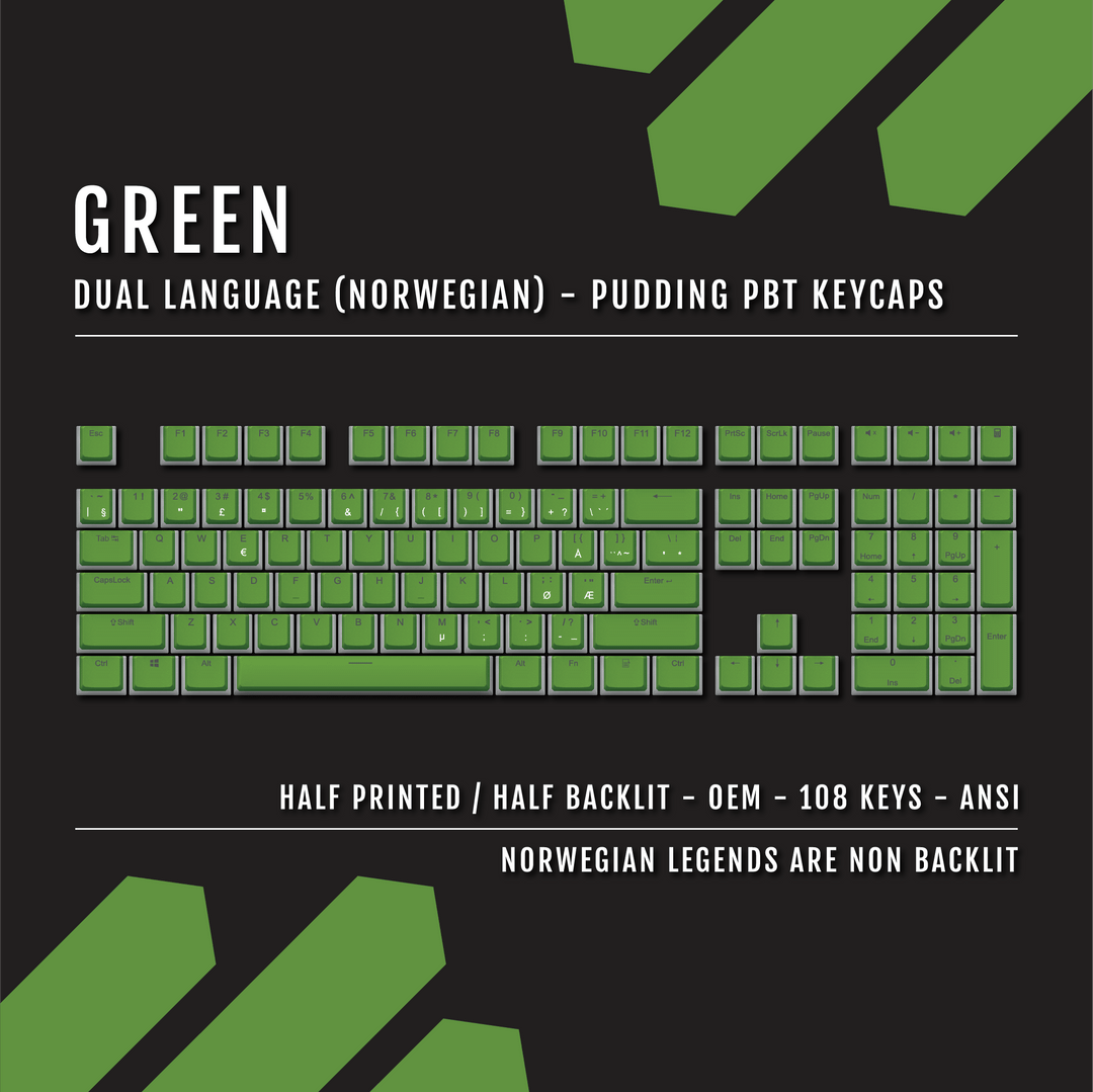 Green Norwegian Dual Language PBT Pudding Keycaps