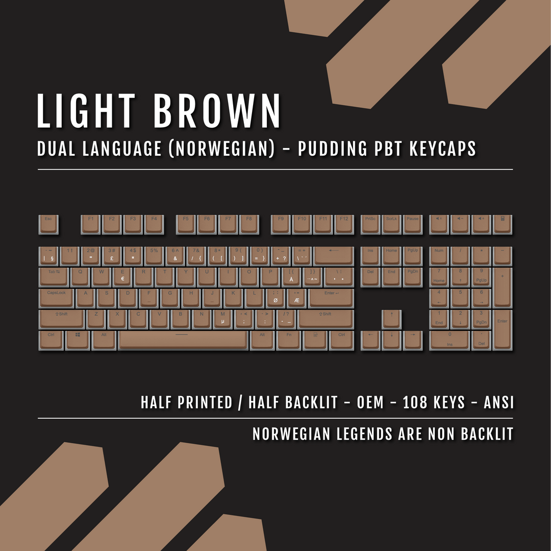 Light Brown Norwegian Dual Language PBT Pudding Keycaps Krome Keycaps LTD norwegian