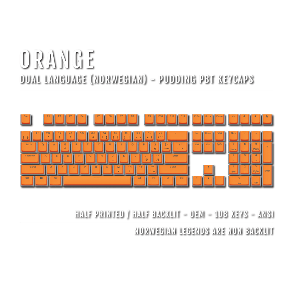Orange Norwegian Dual Language PBT Pudding Keycaps Krome Keycaps LTD norwegian