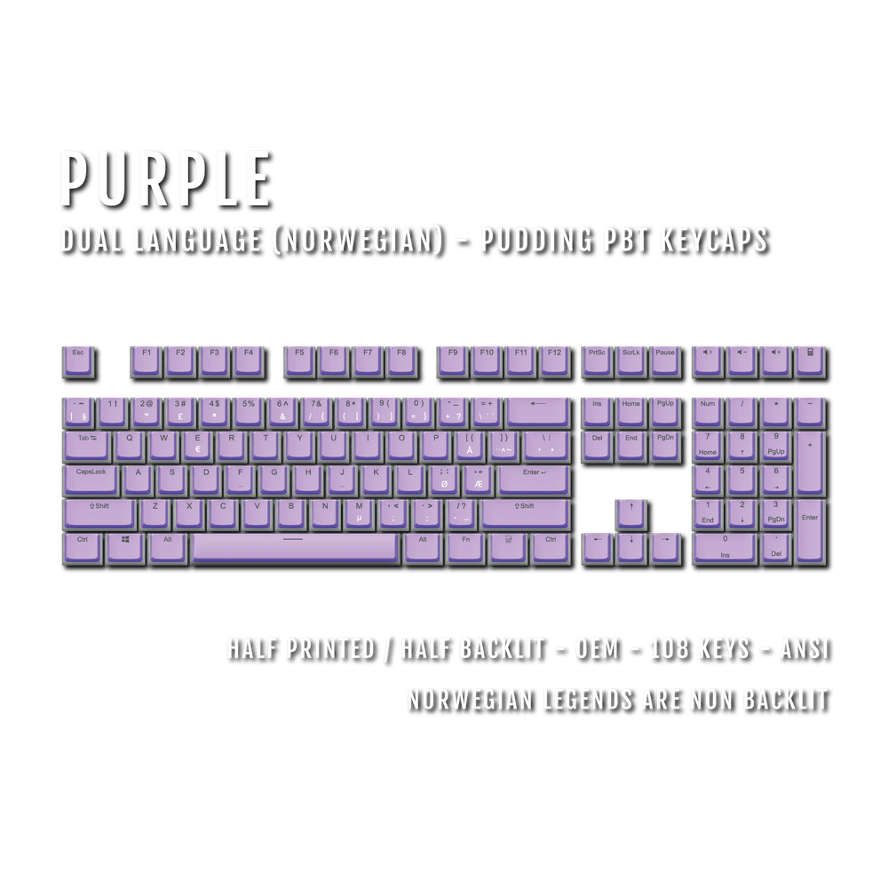 Purple Norwegian Dual Language PBT Pudding Keycaps Krome Keycaps LTD norwegian
