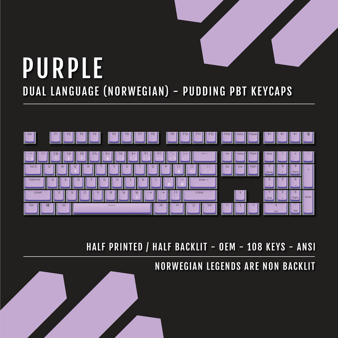 Purple Norwegian Dual Language PBT Pudding Keycaps Krome Keycaps LTD norwegian