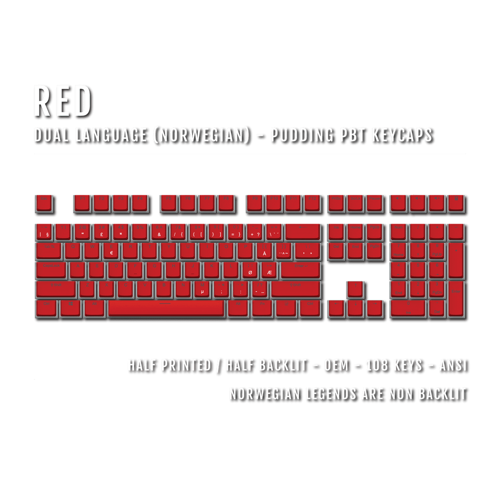 Red Norwegian Dual Language PBT Pudding Keycaps Krome Keycaps LTD norwegian