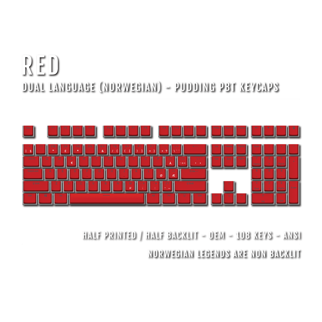 Red Norwegian Dual Language PBT Pudding Keycaps Krome Keycaps LTD norwegian