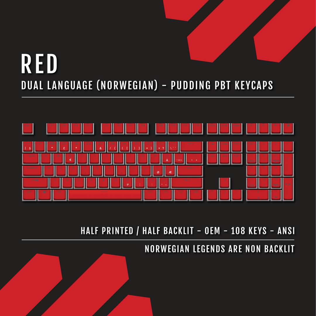 Red Norwegian Dual Language PBT Pudding Keycaps Krome Keycaps LTD norwegian