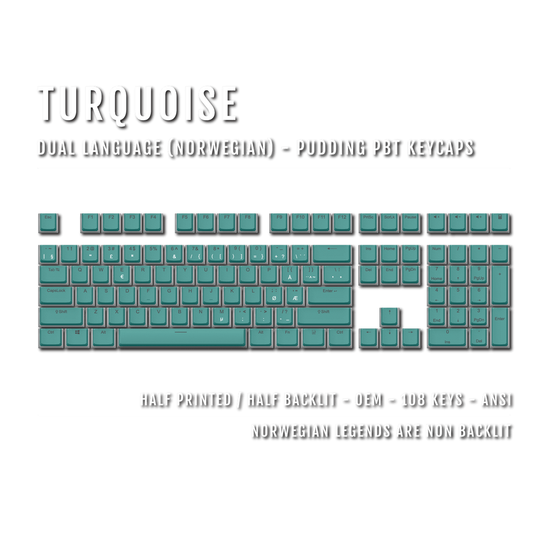 Turquoise Norwegian Dual Language PBT Pudding Keycaps Krome Keycaps LTD norwegian