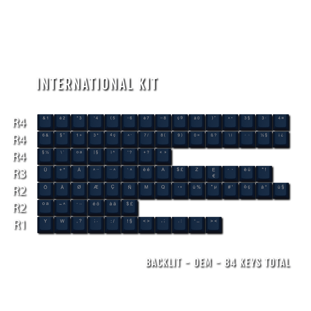 Navy Backlit International Keycap Kit - ABS - Multiple Languages - kromekeycaps