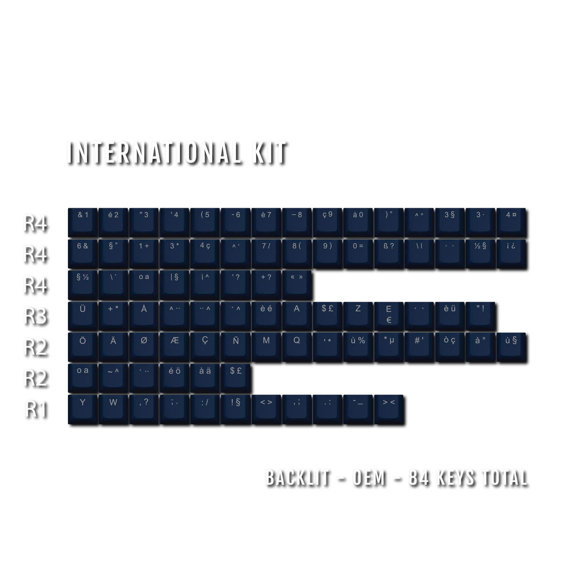 Key Cap Rome Blue Navy International ABS Keycap Conversion Kit – Krome Keycaps LTD