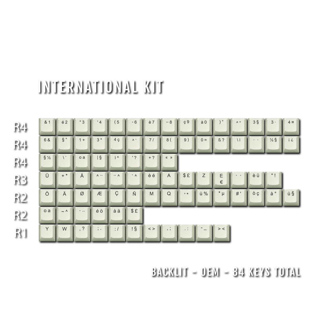 Off White Backlit International Keycap Kit - ABS - Multiple Languages - kromekeycaps