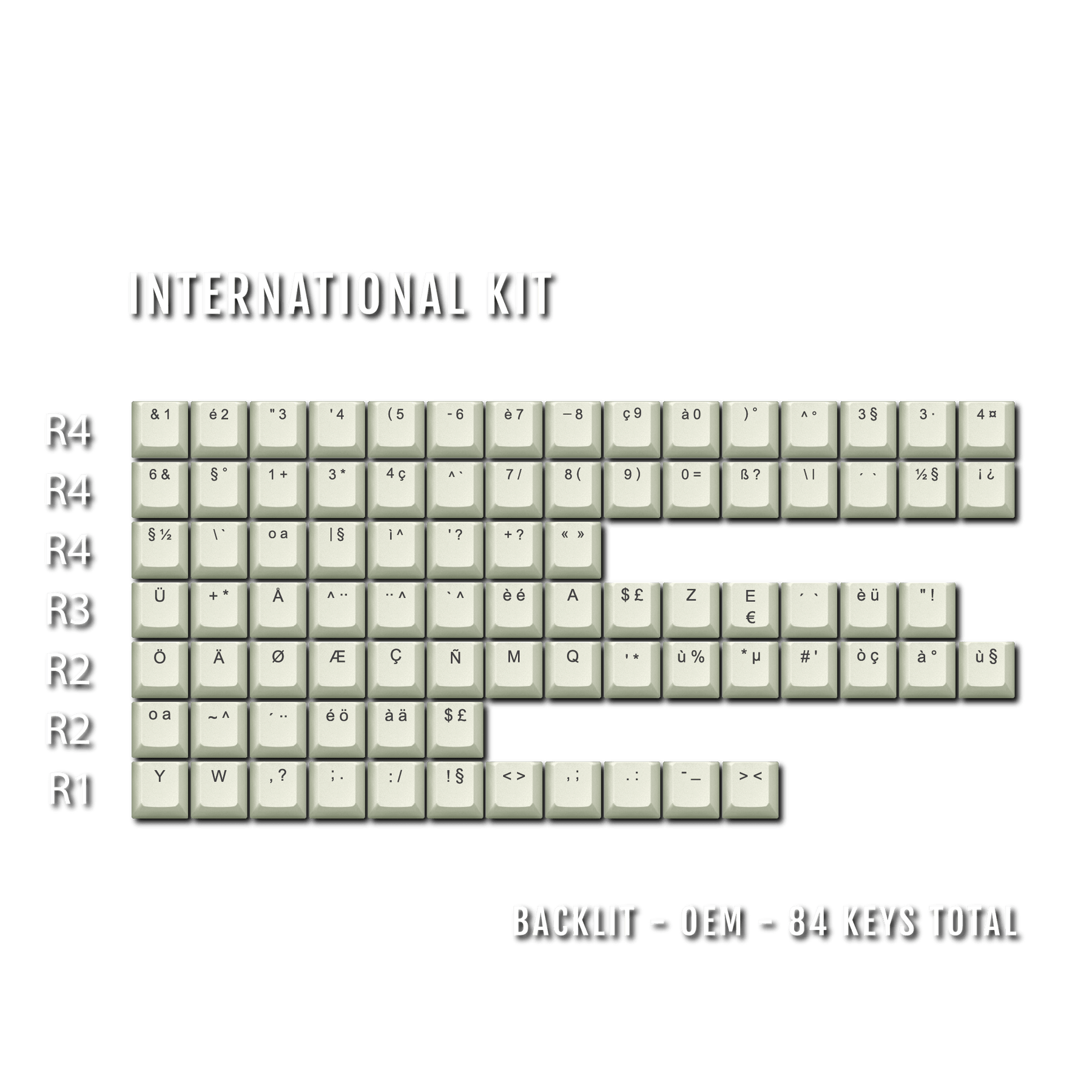 Keycap Kit Off White International ABS Keycap Conversion Kit – Krome Keycaps LTD