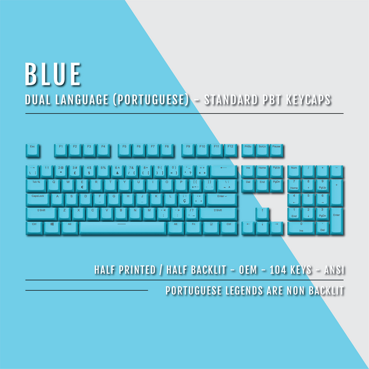 Blue Portuguese (ISO-PT) Dual Language PBT Keycaps Krome Keycaps LTD portuguese