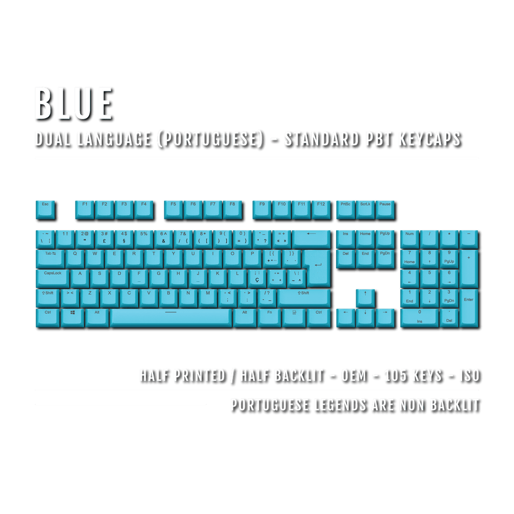 Blue Portuguese (ISO-PT) Dual Language PBT Keycaps Krome Keycaps LTD portuguese