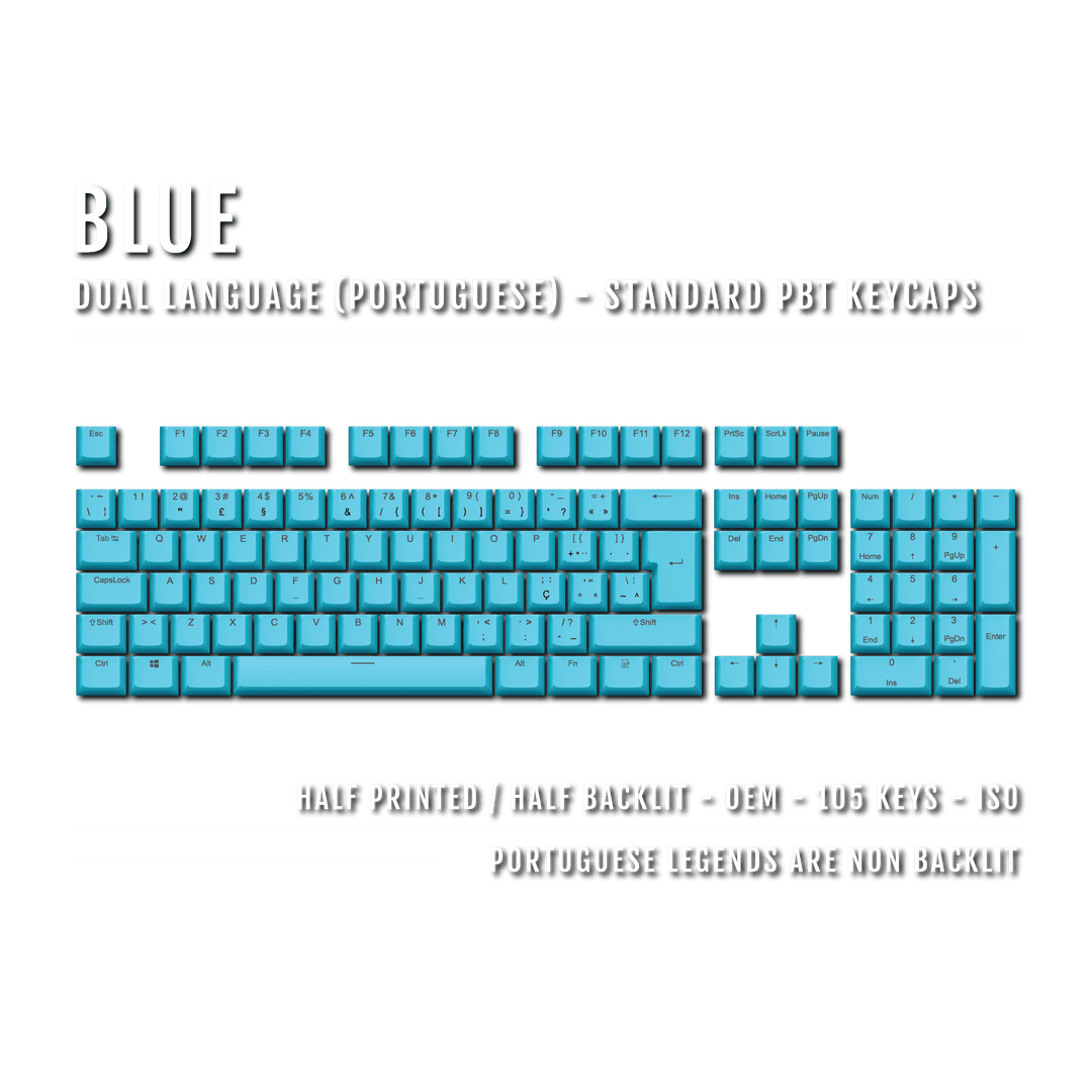 Blue Portuguese (ISO-PT) Dual Language PBT Keycaps Krome Keycaps LTD portuguese
