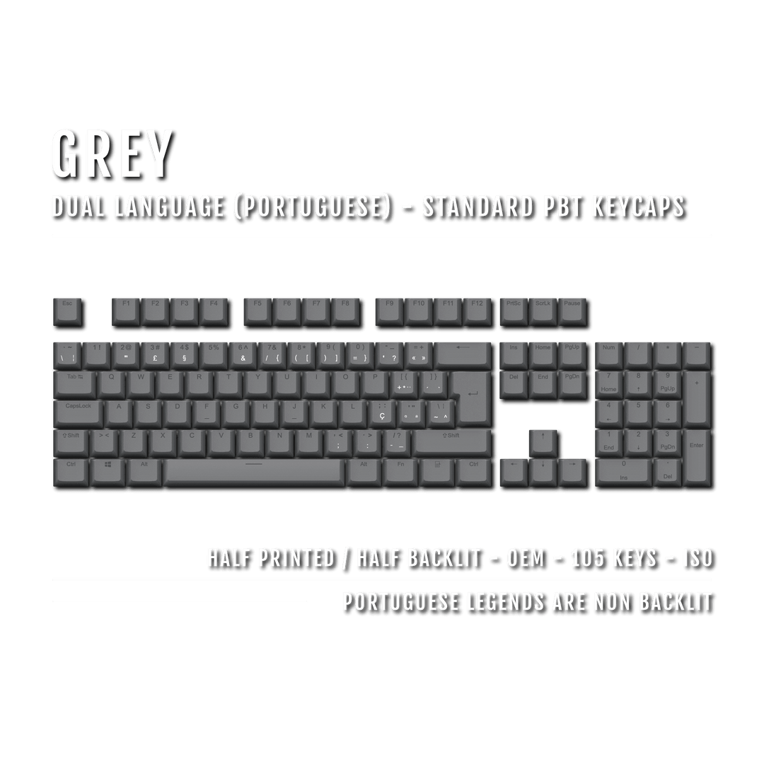 Grey Portuguese (ISO-PT) Dual Language PBT Keycaps Krome Keycaps LTD portuguese