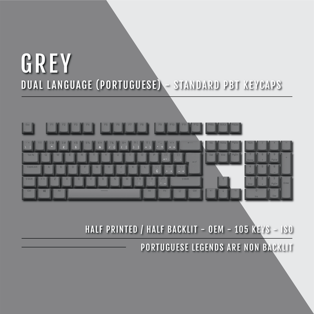 Grey Portuguese (ISO-PT) Dual Language PBT Keycaps Krome Keycaps LTD portuguese