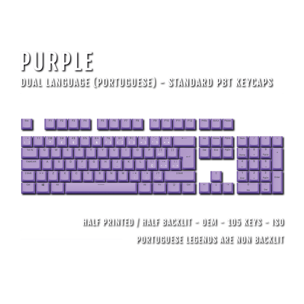 Purple Portuguese (ISO-PT) Dual Language PBT Keycaps Krome Keycaps LTD portuguese
