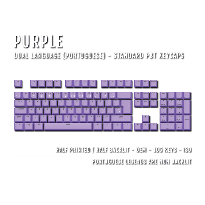 Purple Portuguese (ISO-PT) Dual Language PBT Keycaps Krome Keycaps LTD portuguese