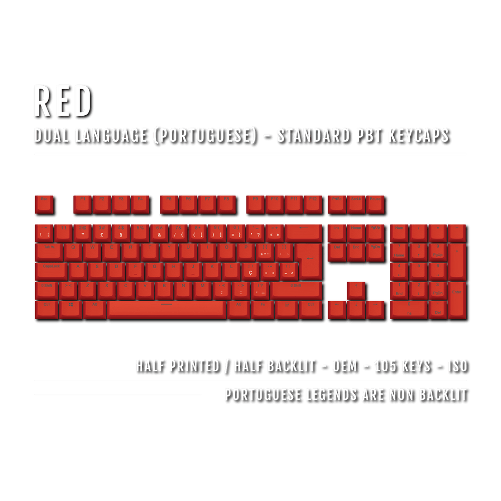 Red Portuguese (ISO-PT) Dual Language PBT Keycaps Krome Keycaps LTD portuguese