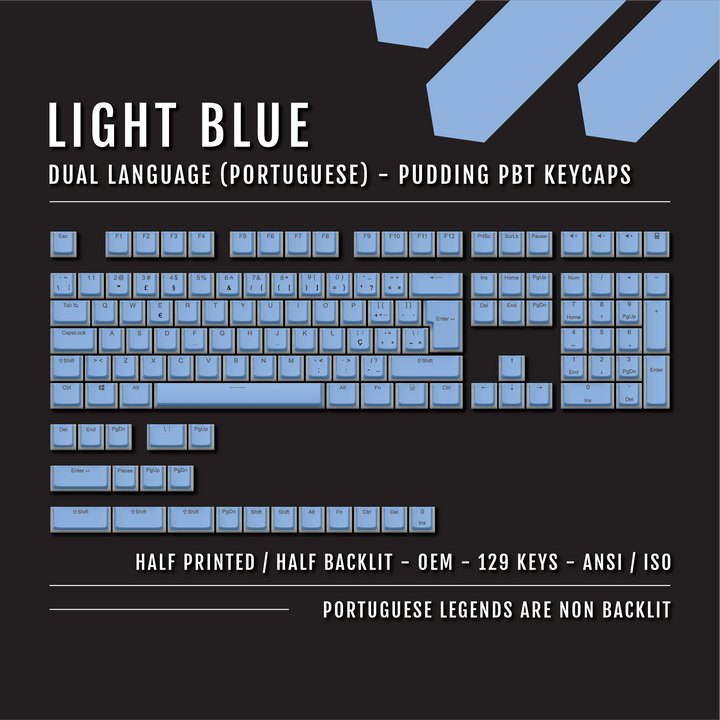 Light Blue Portuguese (ISO-PT) Dual Language PBT Pudding Keycaps Krome Keycaps LTD portuguese