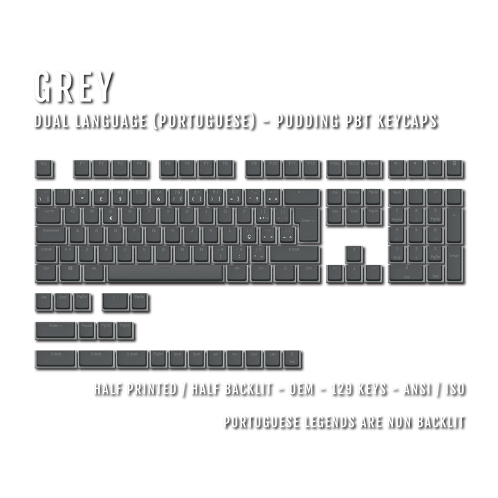 Grey Portuguese (ISO-PT) Dual Language PBT Pudding Keycaps Krome Keycaps LTD portuguese