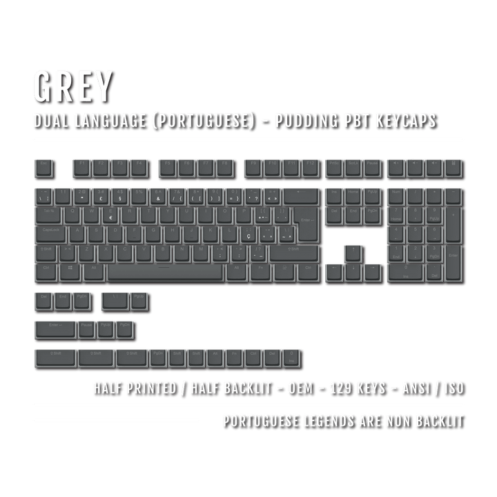 Grey Portuguese (ISO-PT) Dual Language PBT Pudding Keycaps