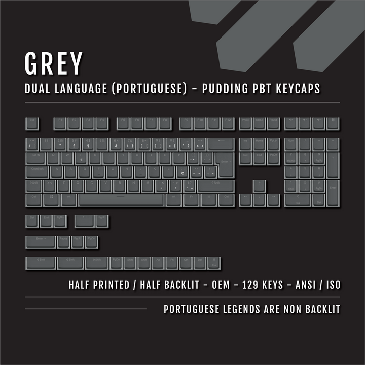 Grey Portuguese (ISO-PT) Dual Language PBT Pudding Keycaps Krome Keycaps LTD portuguese