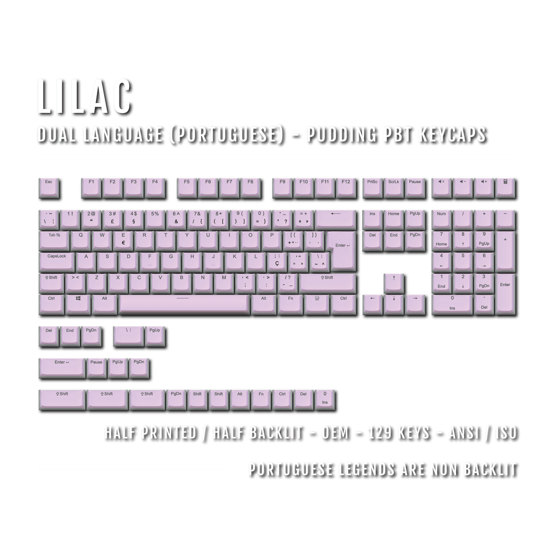 Lilac Portuguese (ISO-PT) Dual Language PBT Pudding Keycaps