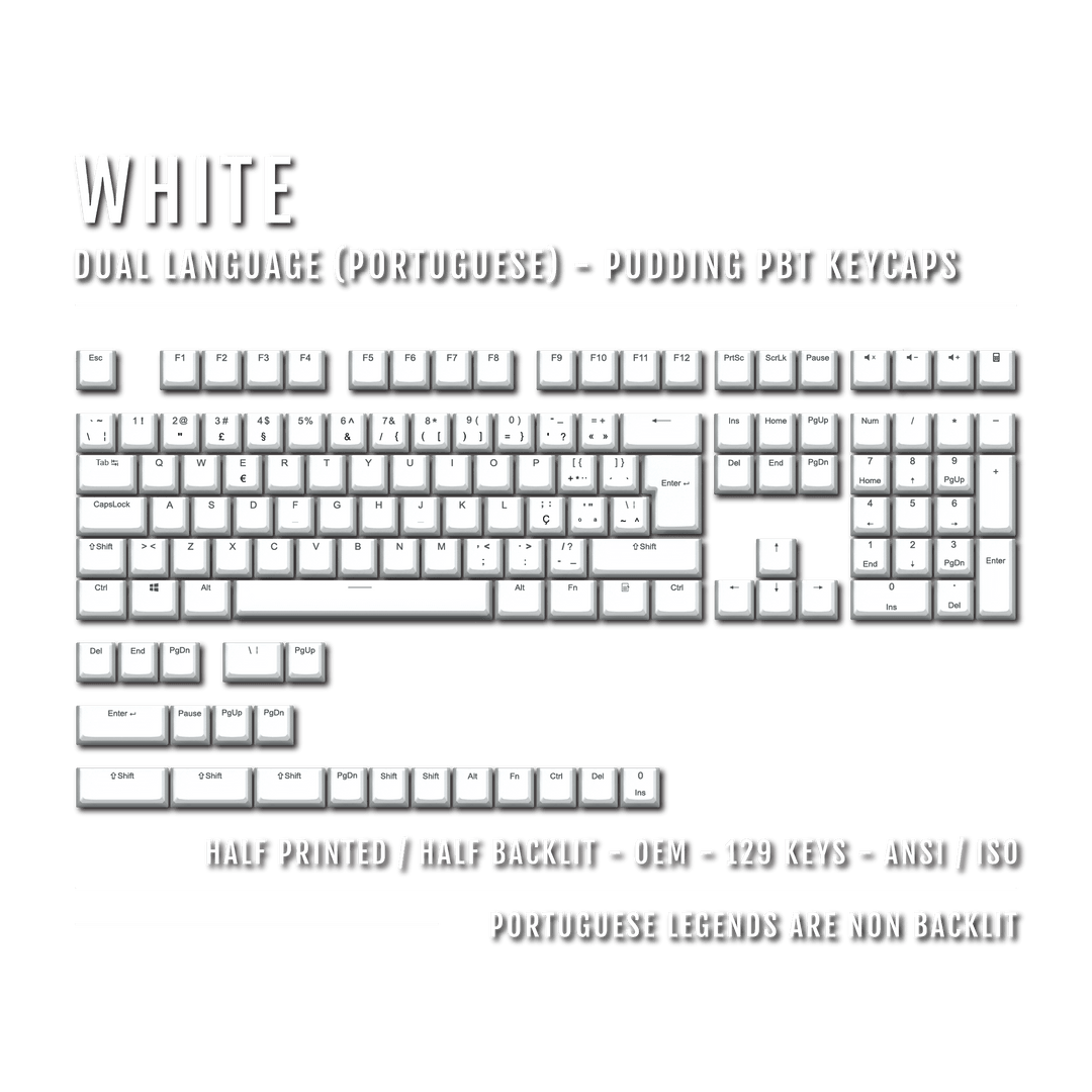 White Portuguese (ISO-PT) Dual Language PBT Pudding Keycaps