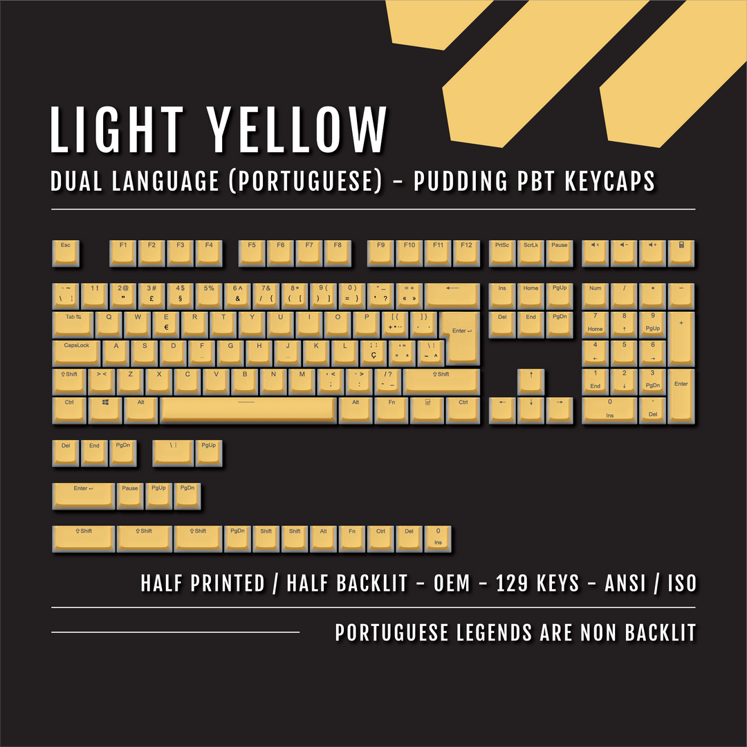 Light Yellow Portuguese (ISO-PT) Dual Language PBT Pudding Keycaps