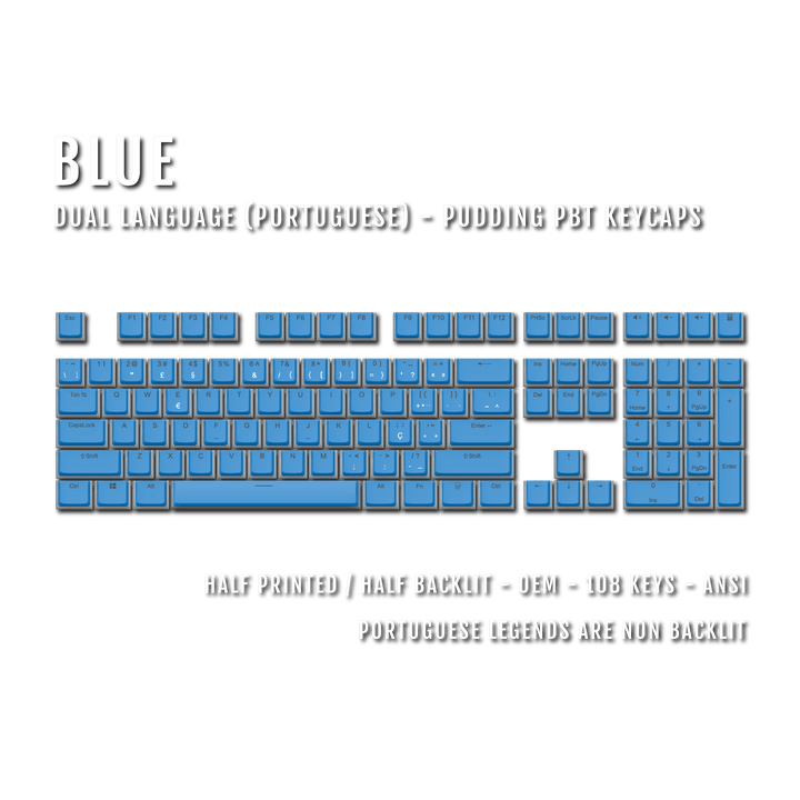 Blue Portuguese Dual Language PBT Pudding Keycaps Krome Keycaps LTD portuguese