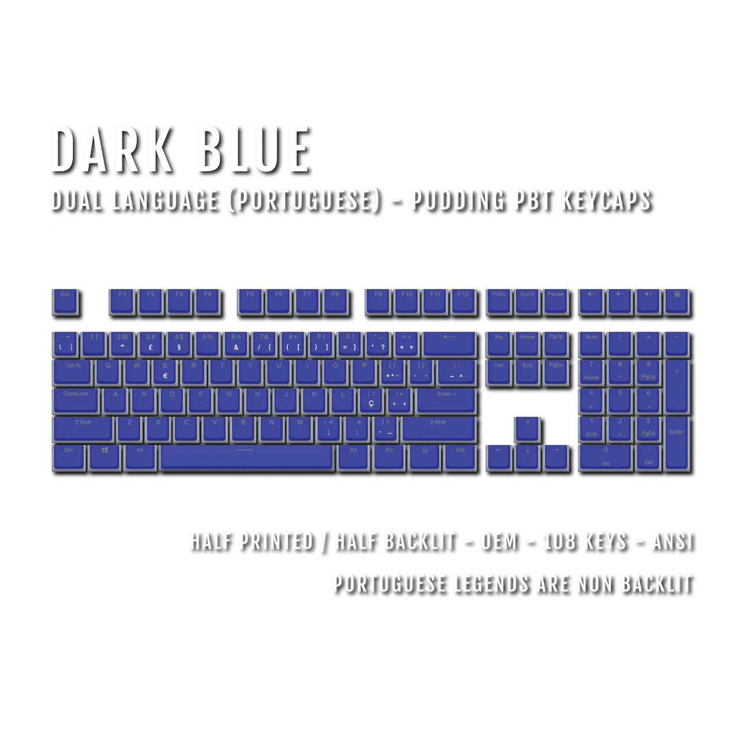 Dark Blue Portuguese Dual Language PBT Pudding Keycaps