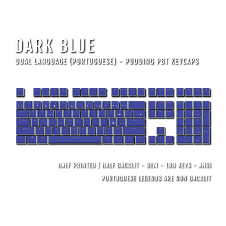 Dark Blue Portuguese Dual Language PBT Pudding Keycaps