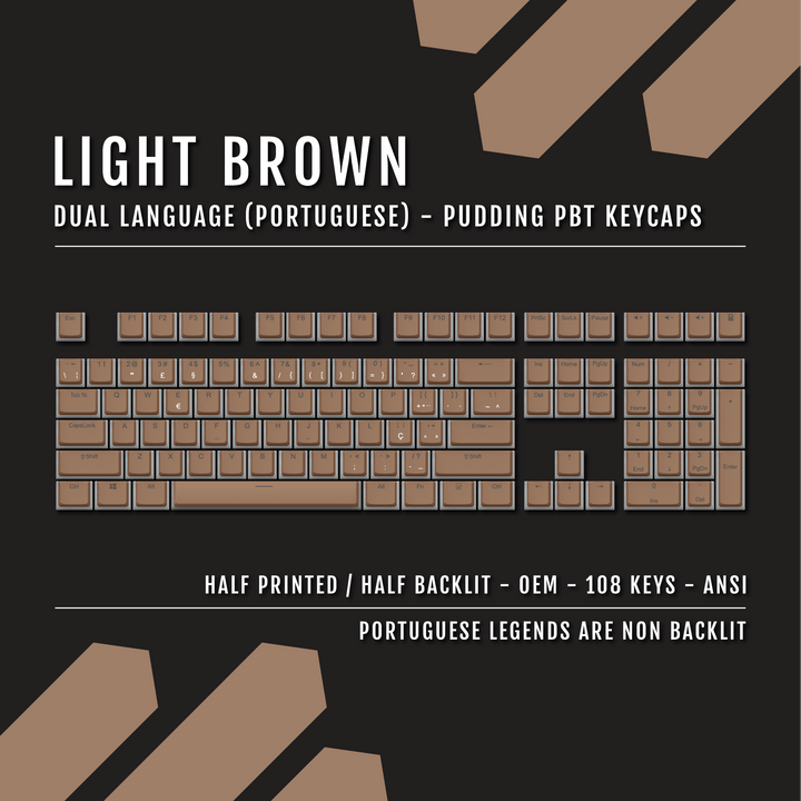 Light Brown Portuguese Dual Language PBT Pudding Keycaps