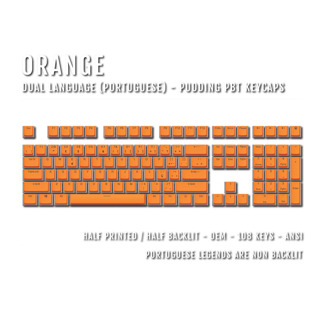 Orange Portuguese Dual Language PBT Pudding Keycaps Krome Keycaps LTD portuguese