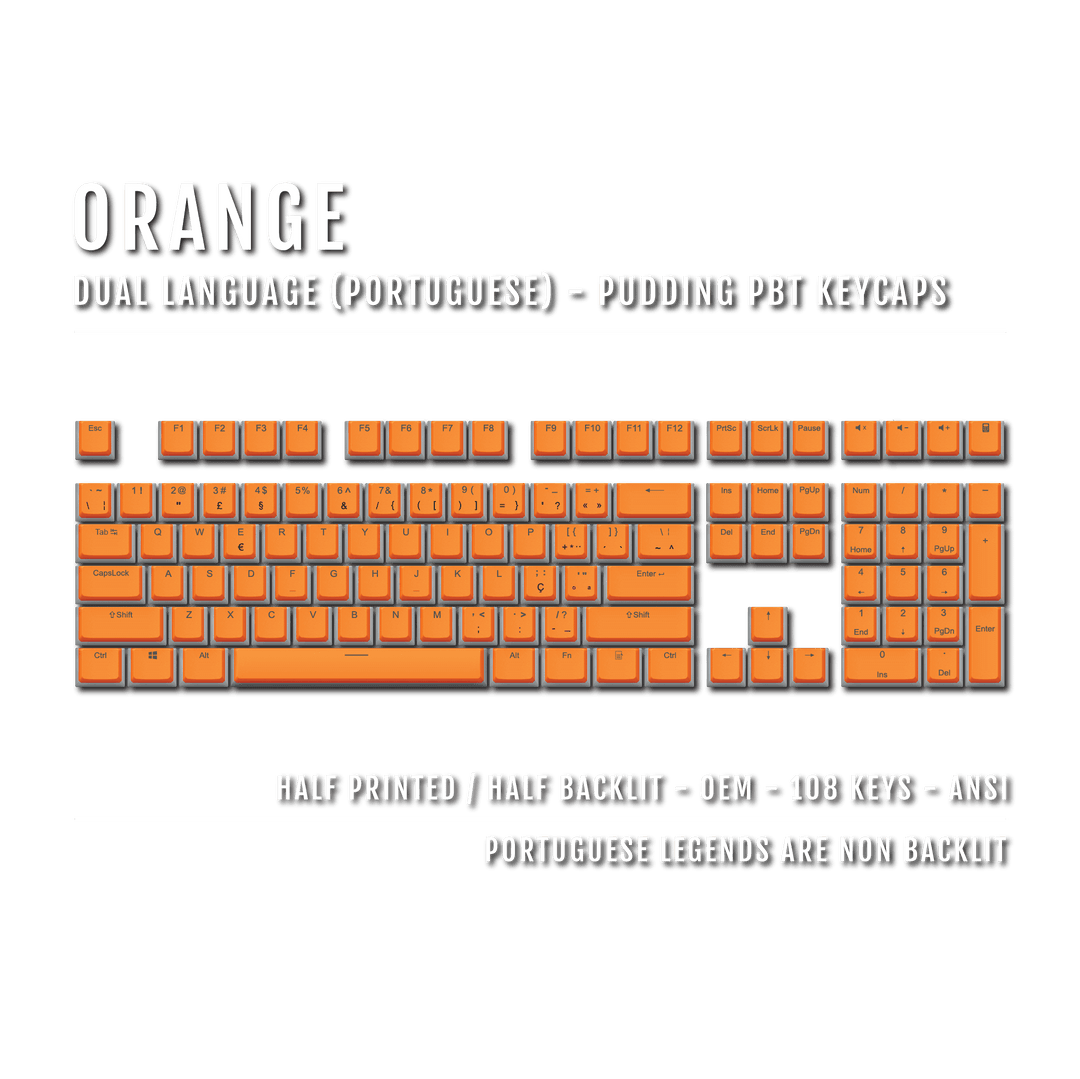 Orange Portuguese Dual Language PBT Pudding Keycaps