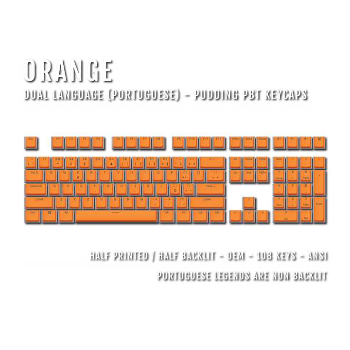 Orange Portuguese Dual Language PBT Pudding Keycaps