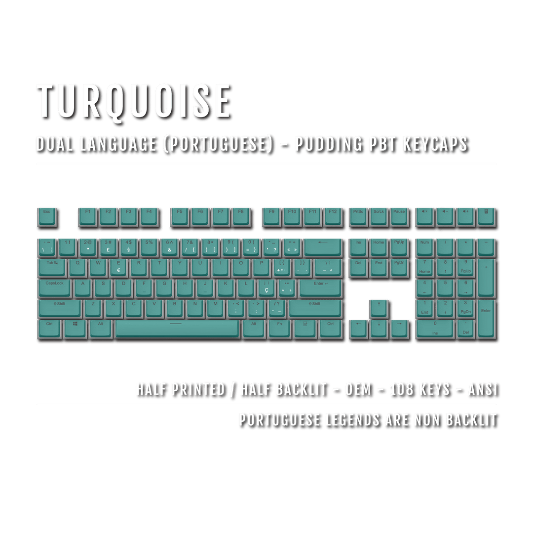 Turquoise Portuguese Dual Language PBT Pudding Keycaps