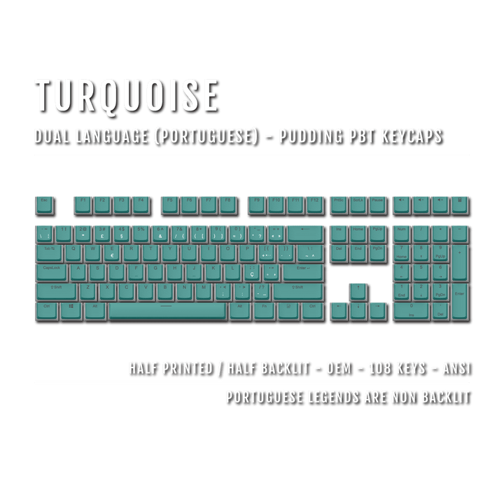 Turquoise Portuguese Dual Language PBT Pudding Keycaps Krome Keycaps LTD portuguese
