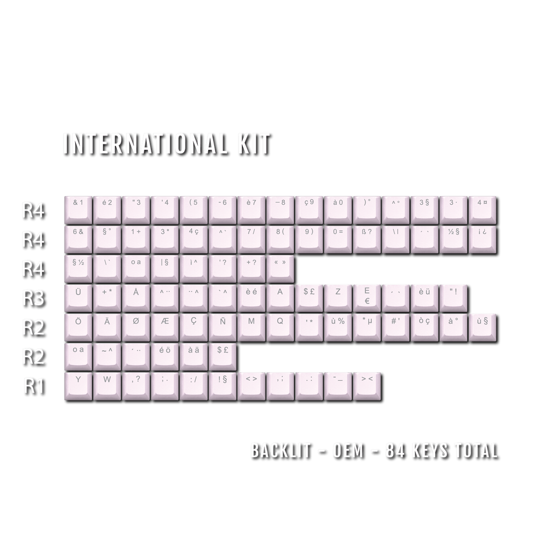 Light Pink Backlit International Keycap Kit - ABS - Multiple Languages - kromekeycaps